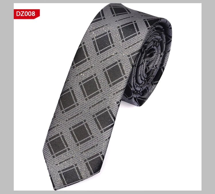 New Men's Casual Slim Ties Classic Polyester Woven Party Neckties Fashion Plaid Dots Man Neck Tie For Wedding Business Male Tie