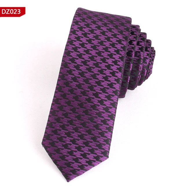 New Men's Casual Slim Ties Classic Polyester Woven Party Neckties Fashion Plaid Dots Man Neck Tie For Wedding Business Male Tie