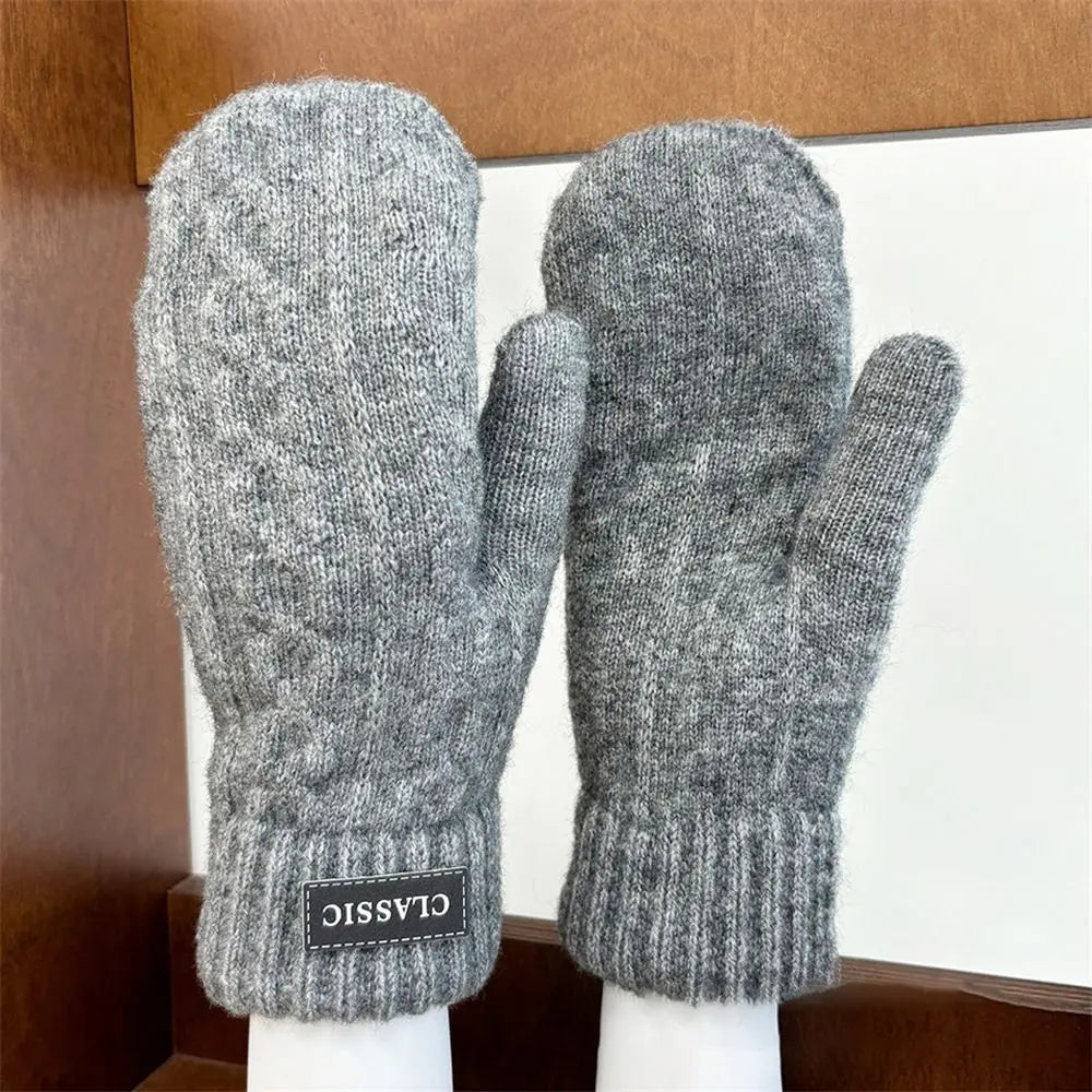 Autumn Winter Women, Men, Knitted Gloves Thickened Fleece Warm Gloves for Men