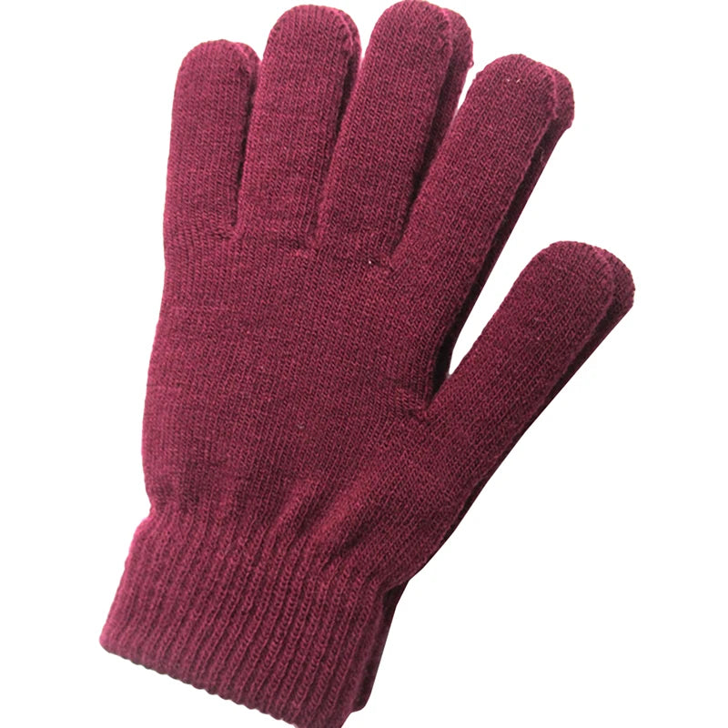 Women Knitted Full Fingered Gloves Solid Autumn Winter Hand Warmer Thicken Lining Skiing Short Wrist Female's  Mittens