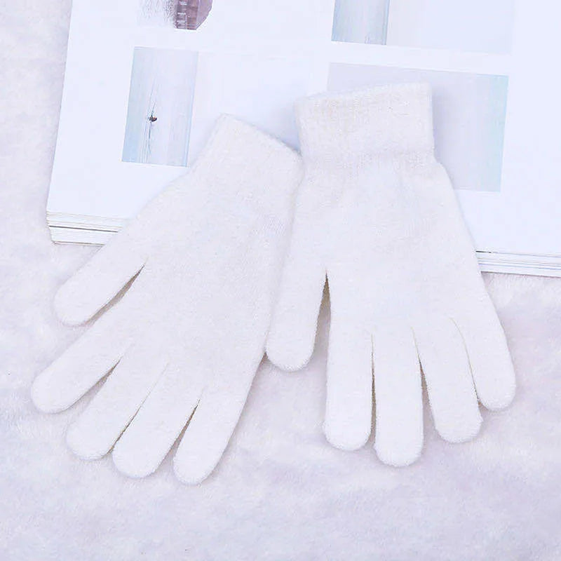 Women Cashmere Knitted Gloves Autumn Hand Warmer Winter Thicken Lining Full Fingered Mittens Skiing Short Wrist Gloves Warm