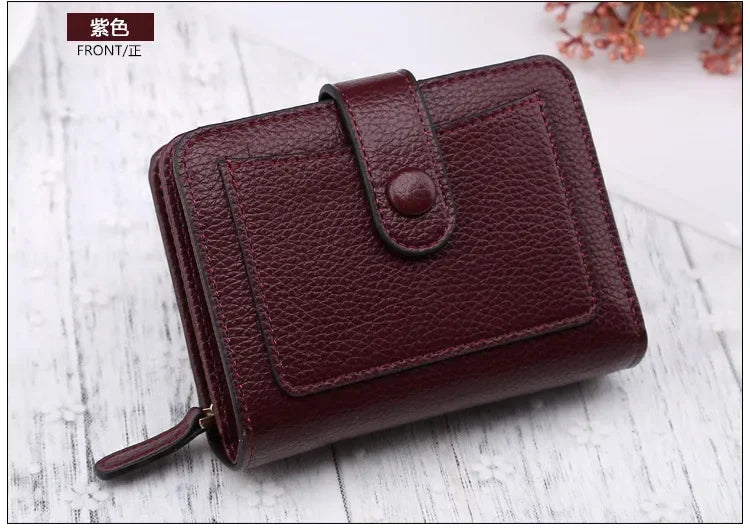 Women Wallets 2024 New Luxury Brand Red Black Small Mini Coin Purse Hasp Card Holder Lady Wallet Zipper Female Leather Buckle