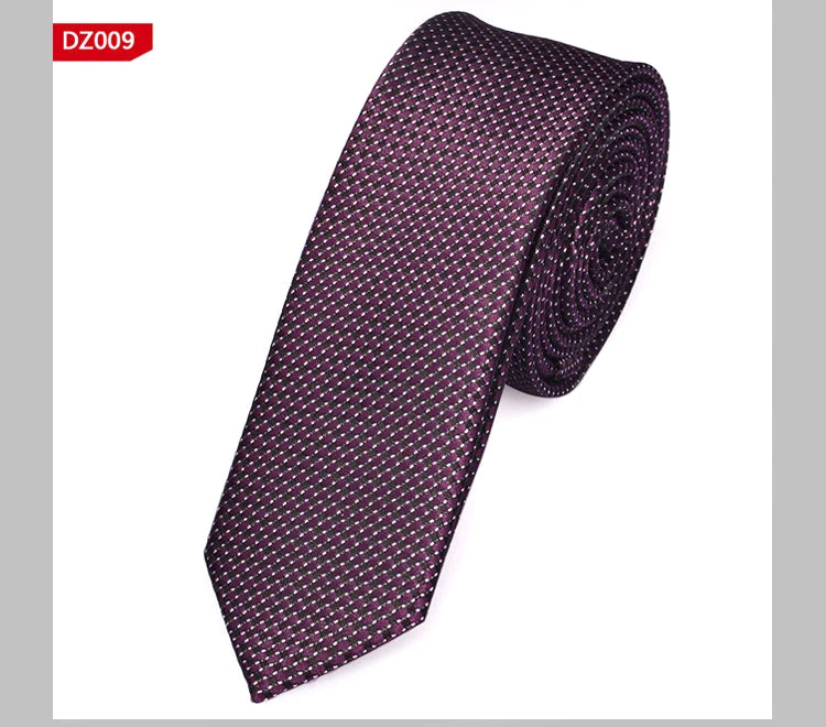 New Men's Casual Slim Ties Classic Polyester Woven Party Neckties Fashion Plaid Dots Man Neck Tie For Wedding Business Male Tie