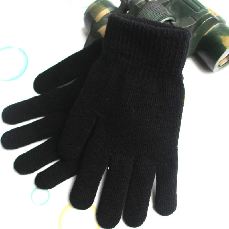 Women Knitted Gloves Autumn / Winter Thick Full Finger Mittens Short Wrist Warm Gloves Unisex Outdoor Gloves