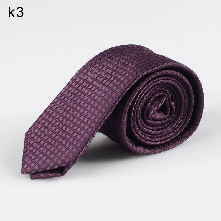 New Men's Casual Slim Ties Classic Polyester Woven Party Neckties Fashion Plaid Dots Man Neck Tie For Wedding Business Male Tie