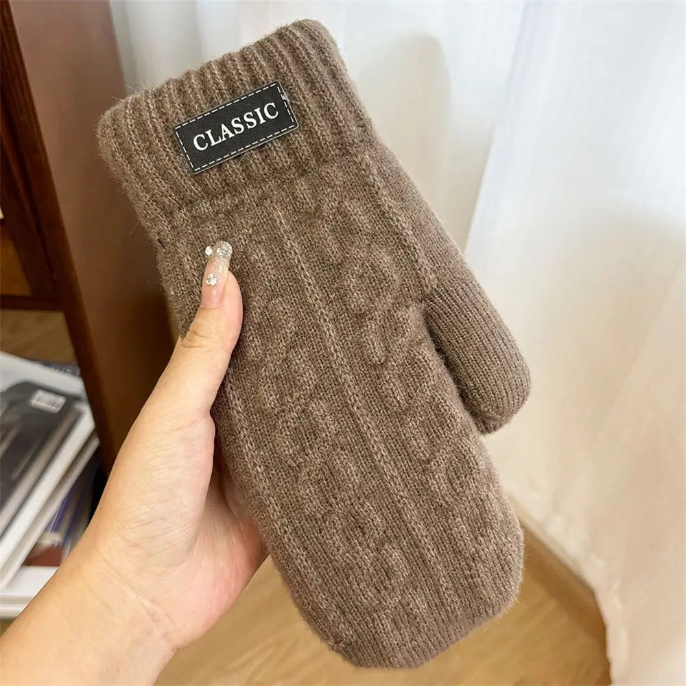 Autumn Winter Women, Men, Knitted Gloves Thickened Fleece Warm Gloves for Men