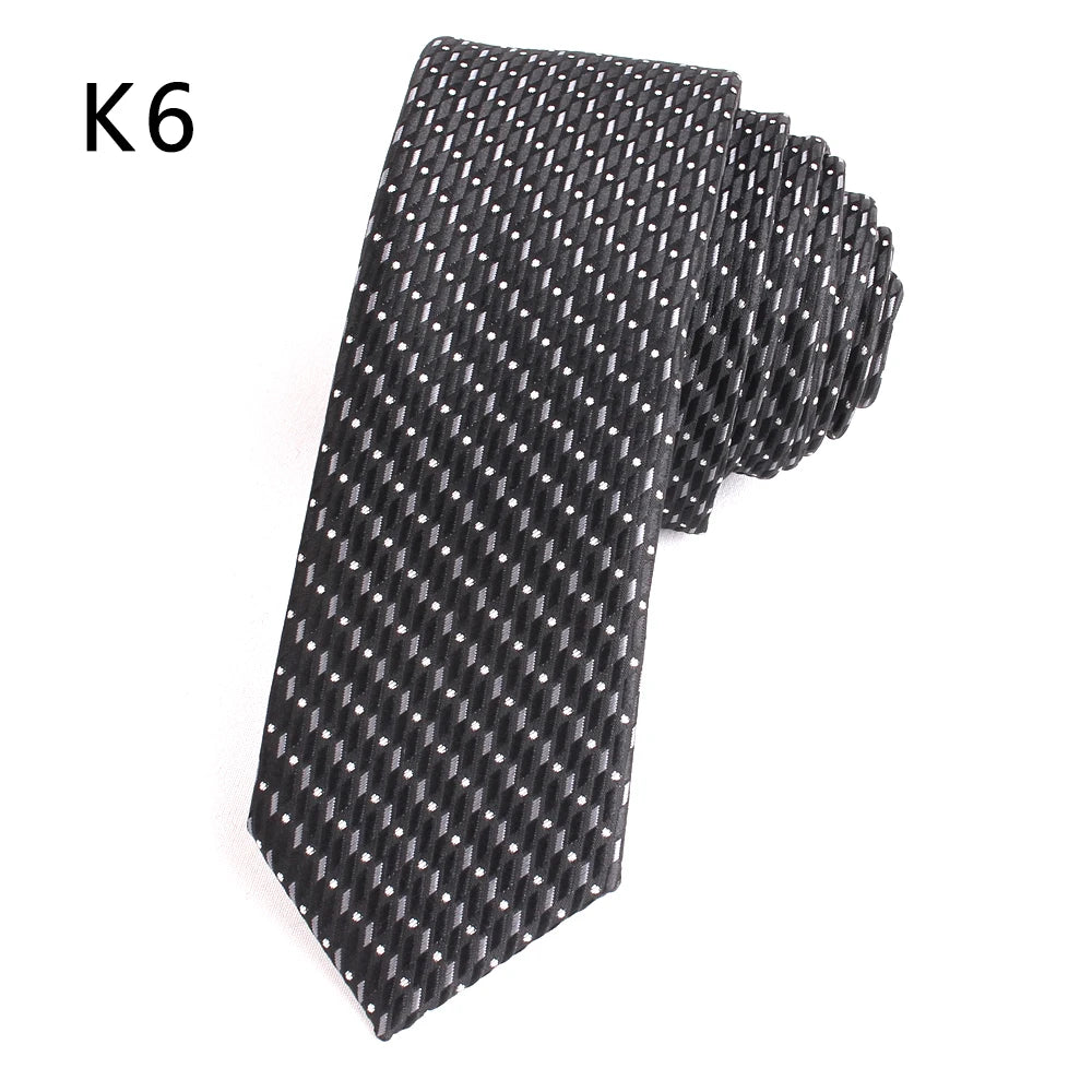 New Men's Casual Slim Ties Classic Polyester Woven Party Neckties Fashion Plaid Dots Man Neck Tie For Wedding Business Male Tie