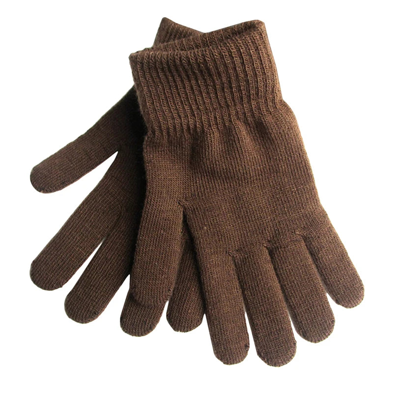 Women Knitted Full Fingered Gloves Solid Autumn Winter Hand Warmer Thicken Lining Skiing Short Wrist Female's  Mittens