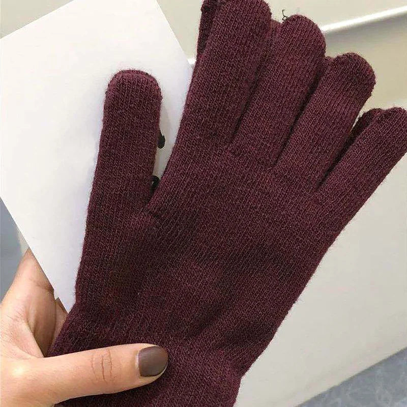 Women Knitted Gloves Autumn / Winter Thick Full Finger Mittens Short Wrist Warm Gloves Unisex Outdoor Gloves