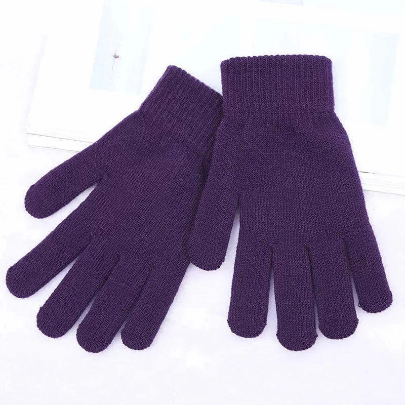 Women Knitted Gloves Autumn / Winter Thick Full Finger Mittens Short Wrist Warm Gloves Unisex Outdoor Gloves