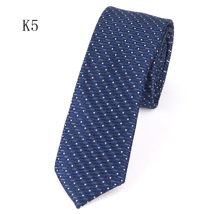 New Men's Casual Slim Ties Classic Polyester Woven Party Neckties Fashion Plaid Dots Man Neck Tie For Wedding Business Male Tie