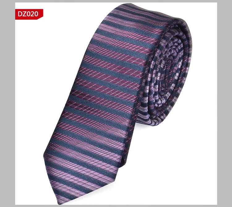 New Men's Casual Slim Ties Classic Polyester Woven Party Neckties Fashion Plaid Dots Man Neck Tie For Wedding Business Male Tie