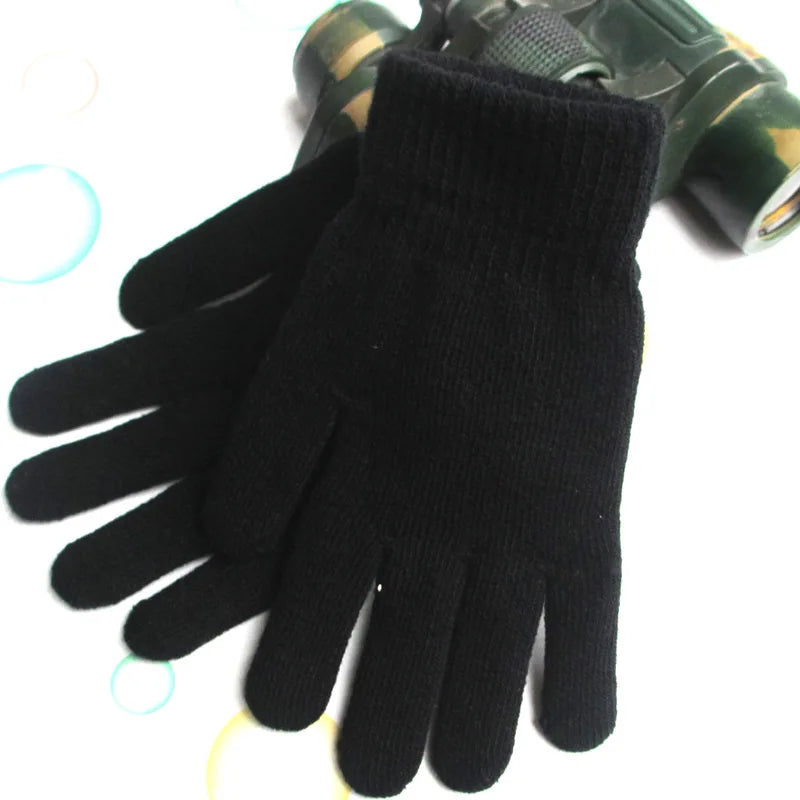 Women Knitted Gloves Autumn / Winter Thick Full Finger Mittens Short Wrist Warm Gloves Unisex Outdoor Gloves