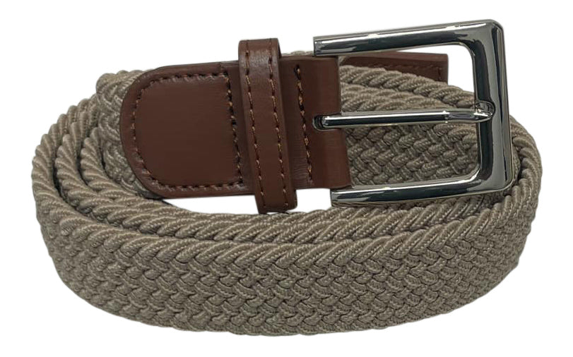 Elasticated Stretchy Trouser Belt for Men, 1.25" Wide, Biege Belt