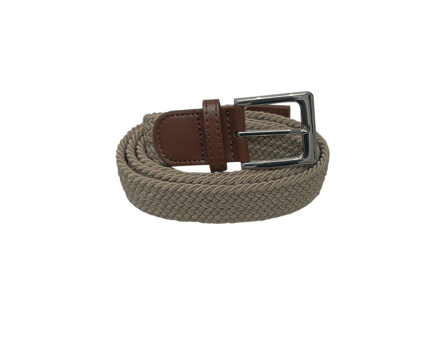 Elasticated Stretchy Trouser Belt for Men, 1.25" Wide, Biege Belt