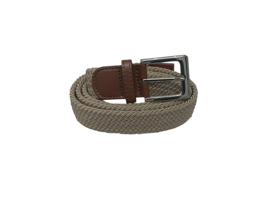 Elasticated Stretchy Trouser Belt for Men, 1.25" Wide, Biege Belt