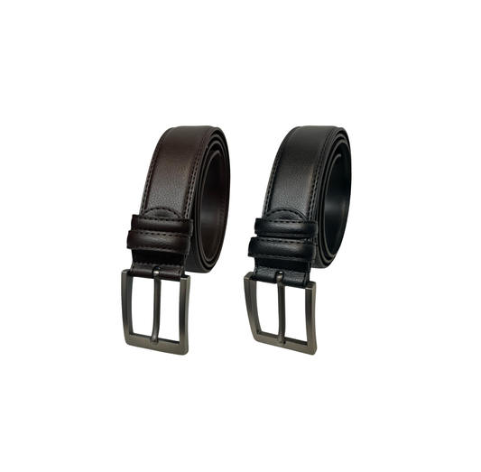 Men's Leather Belt for Trousers / Jeans, Black or Brown, 28" - 48" , by Milano®