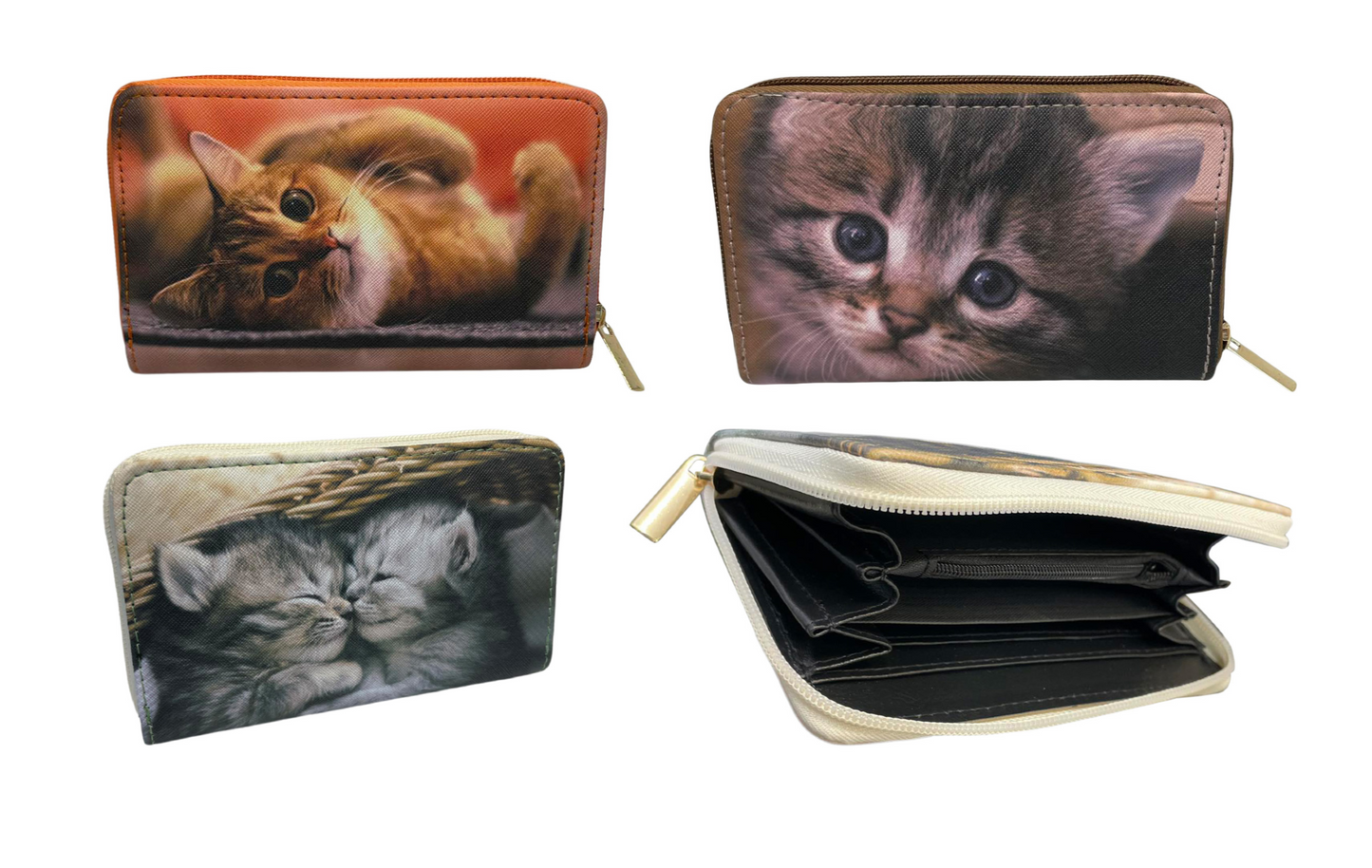 Ladies Purse, Medium Size Purses with Card and Coin Slots, Featuring Cats