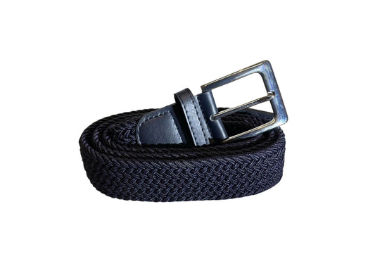 Stretchy Belt, Elasticated Belts, Braided Belt for Men 1.25" Wide, Dark Blue