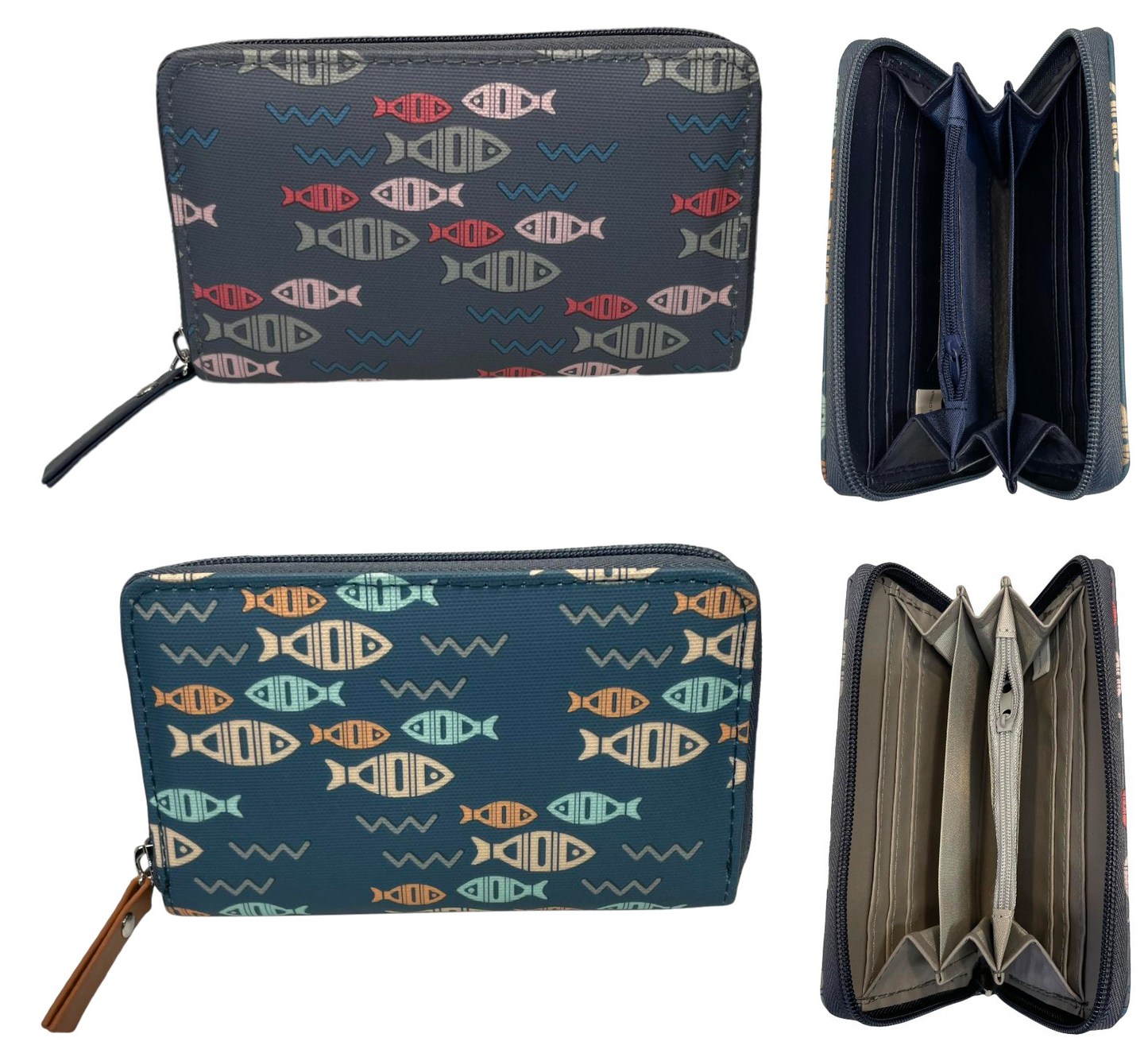 Ladies Purse, Medium Size Purses with Card and Coin Slots, Fish Design