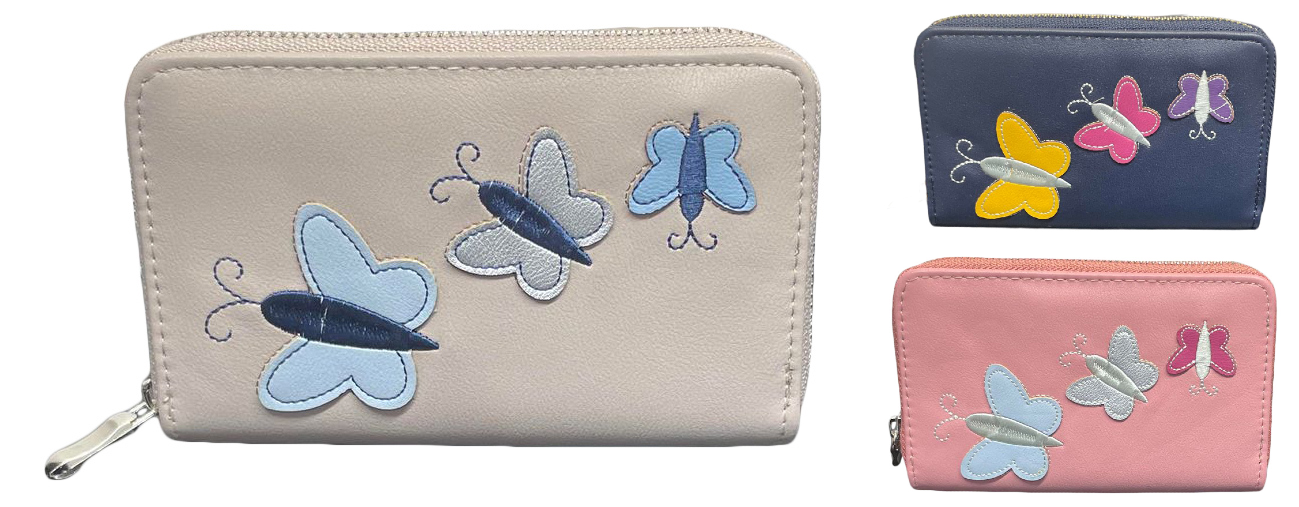 Ladies Purse, Medium Size Purses with Card and Coin Slots, Featuring Butterflies