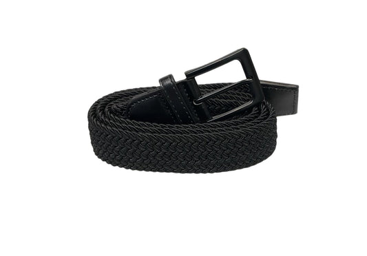 Elasticated Stretchy Trouser Belt for Men, 1.25" Wide, Black Belt
