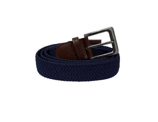 Elasticated Stretchy Trouser Belt for Men, 1.25" Wide, Navy Blue Belt