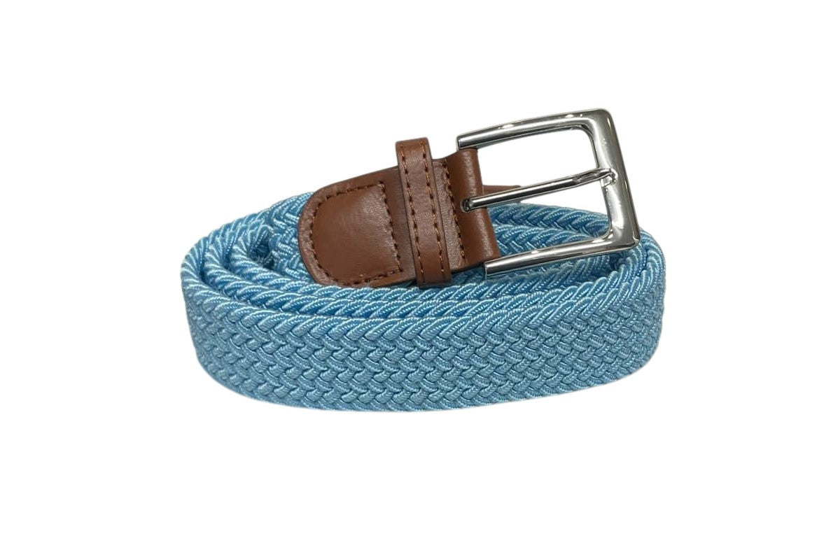 Elasticated Stretchy Trouser Belt for Men or Women, 1.25" Wide, Light Blue Belt