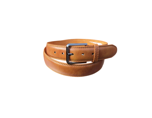 Man's Belt in Tan, Men's Leather Lined Belt, 1.25" Wide, Waist 28" - 48"