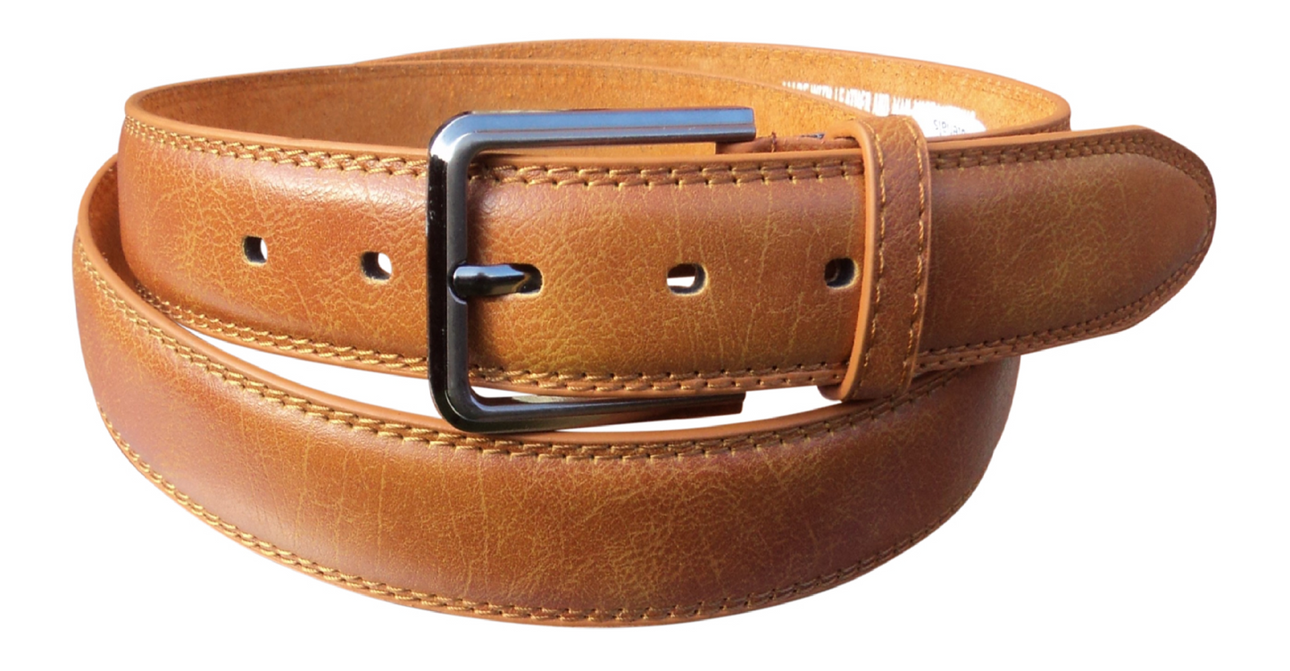 Man's Belt in Tan, Men's Leather Lined Belt, 1.25" Wide, Waist 28" - 48"