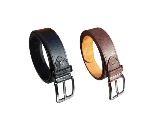 Men's Leather Lined Trouser Belt, 1.5" wide, Black or Brown
