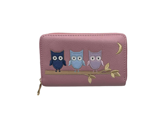 Ladies Purse, Medium Size Purses with Card and Coin Slots, Featuring Owls-Birds