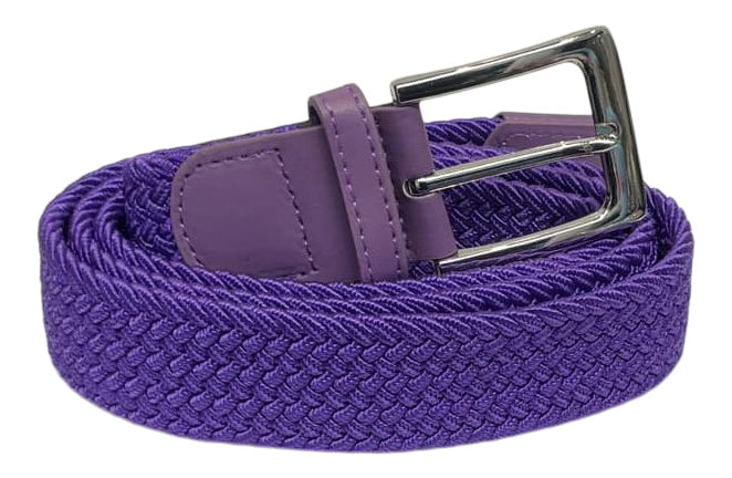 Elasticated Stretchy Trouser Belt for Men or Women, 1.25" Wide, Purple Belt