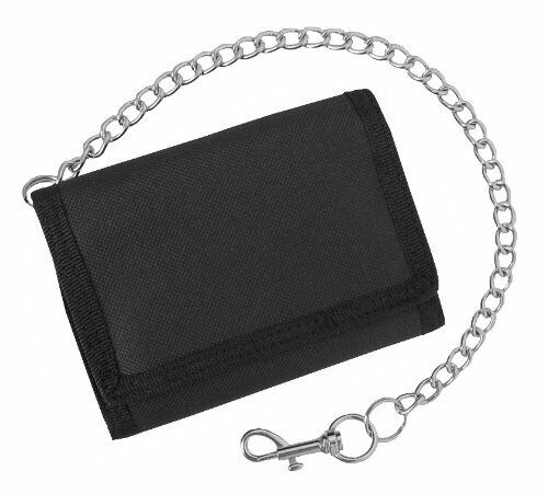 Tri Fold Wallet. Optional Security Chain, Tough Woven Polyester Wallets