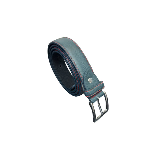 Men's Leather Belt, Black, Green or Blue, Stylish Finish 1" (28mm) Wide